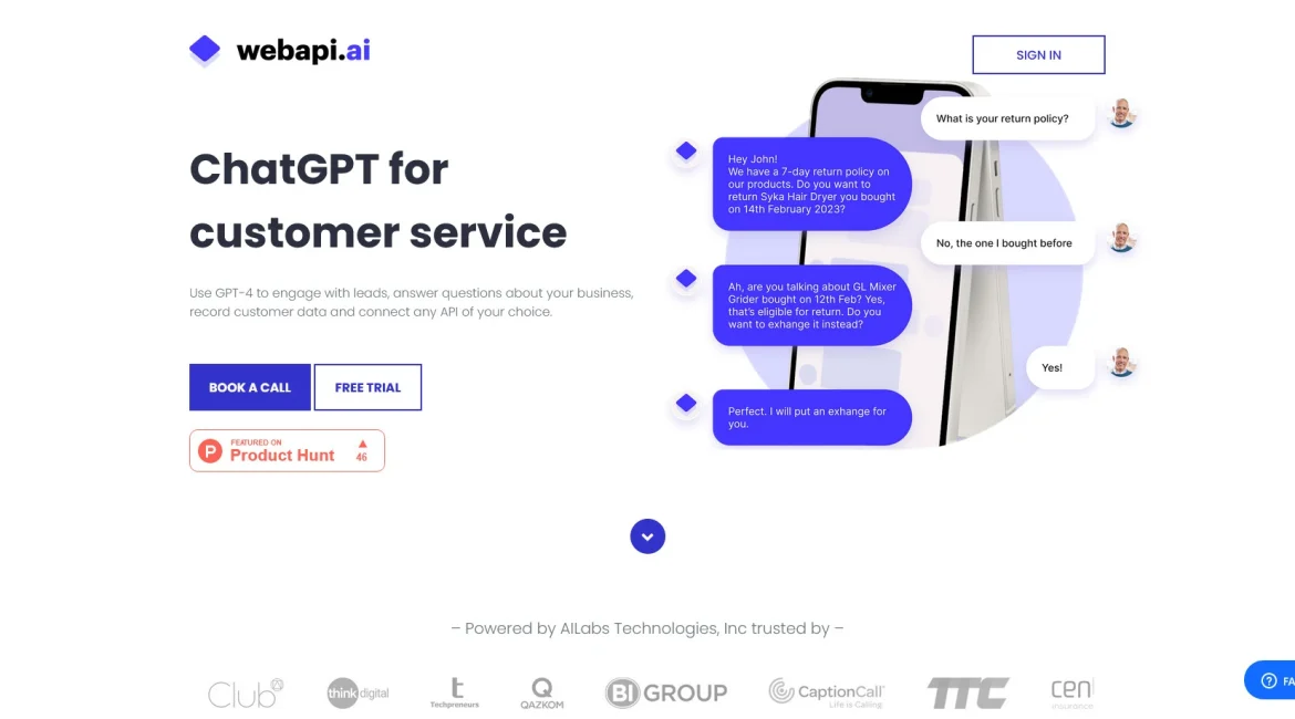 AI工具与服务推荐 - Webapi.ai - AI聊天机器人构建平台 - 特色图片