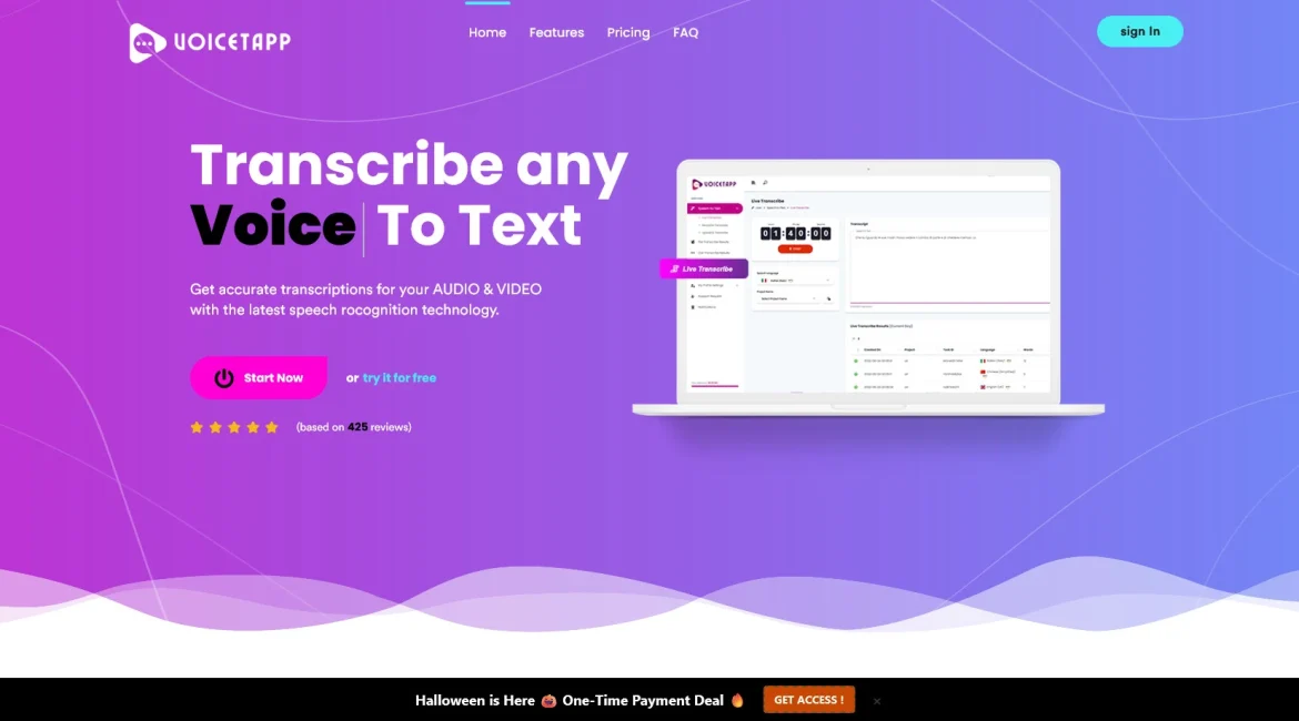 AI工具与服务推荐 - Voicetapp - 语音识别服务 - 特色图片