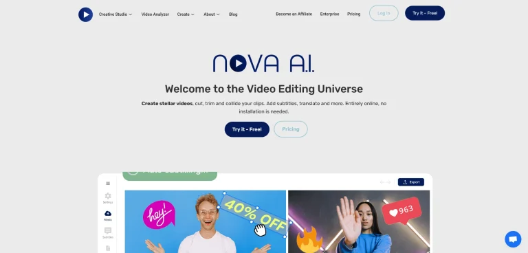 AI工具与服务推荐 - Nova A.I. - 在线视频编辑解决方案 - 特色图片