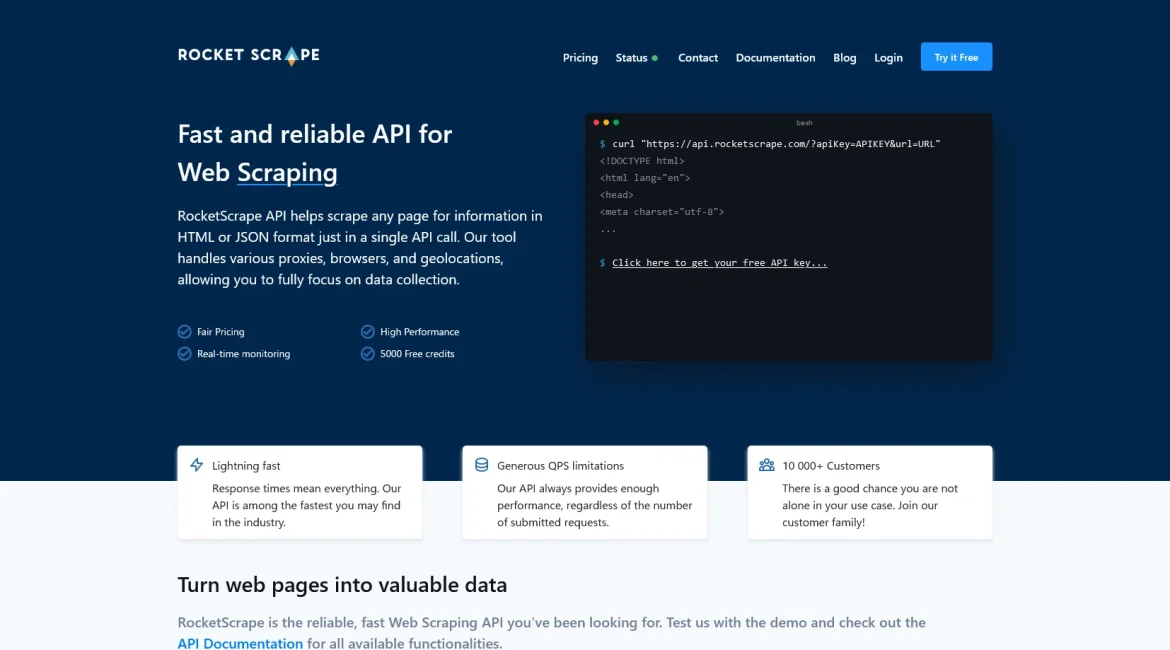 AI工具与服务推荐 - RocketScrape - Web Scraping API - 特色图片
