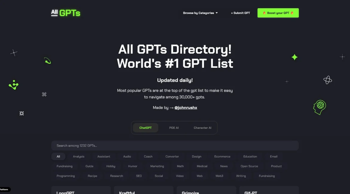 AI工具与服务推荐 - AllGPTs - GPT工具目录 - 特色图片