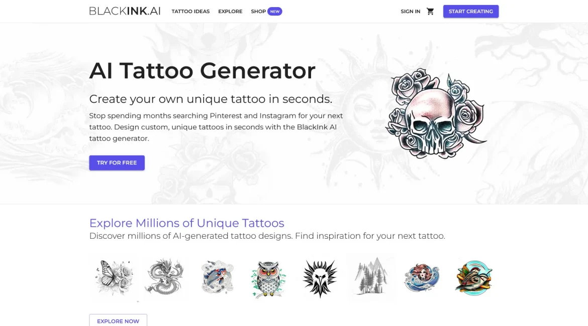 AI工具与服务推荐 - BlackInk AI - AI纹身生成器 - 特色图片