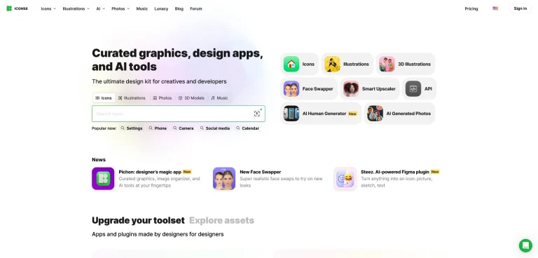 AI工具与服务推荐 - Icons8 - AI创意设计资源平台 - 特色图片