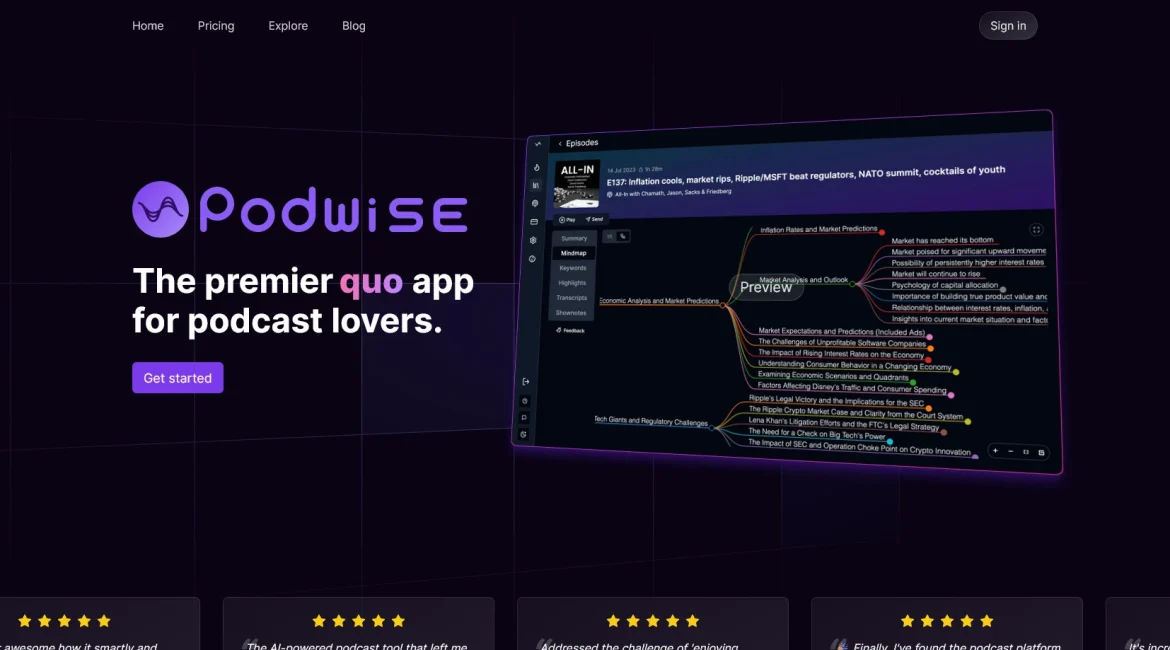 AI工具与服务推荐 - Podwise - AI播客内容管理工具 - 特色图片