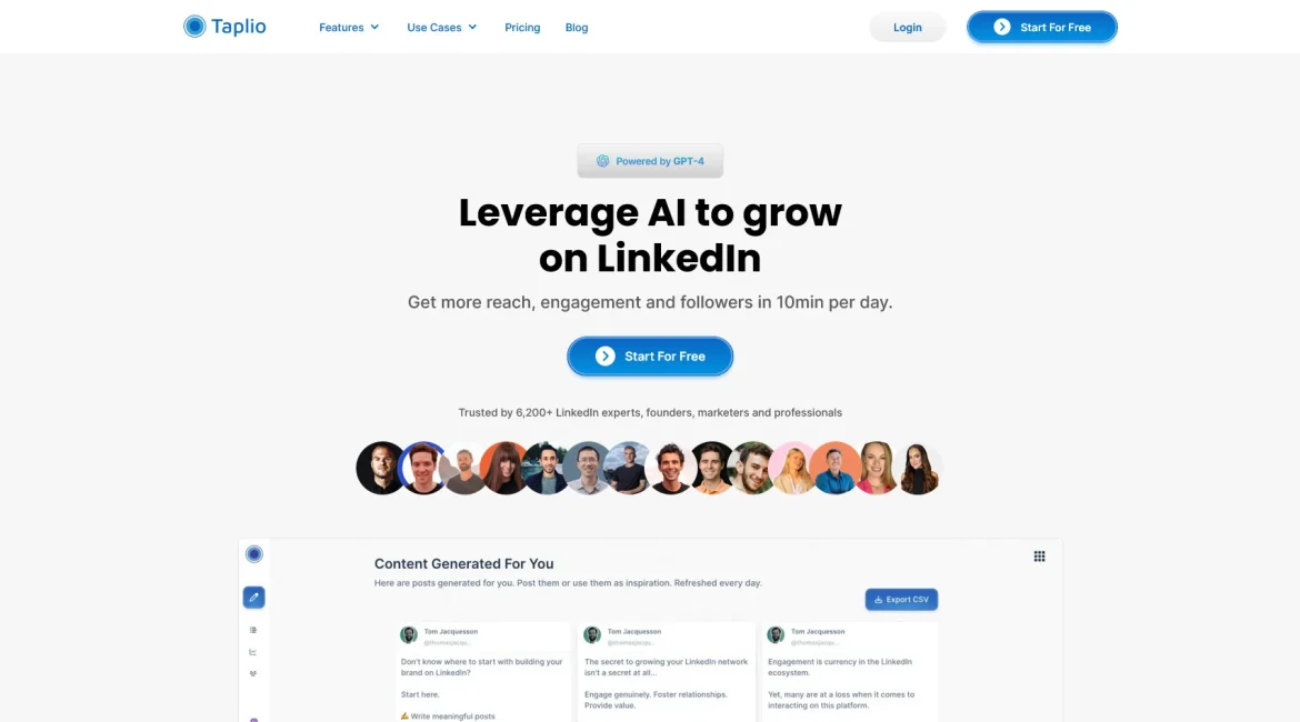 AI工具与服务推荐 - Taplio - LinkedIn营销工具 - 特色图片