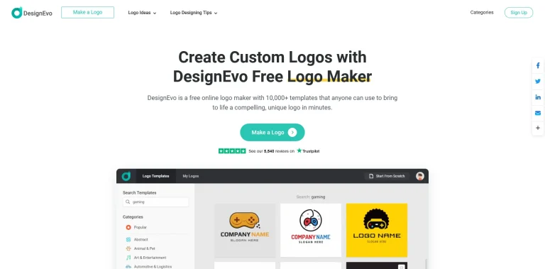 AI工具与服务推荐 - DesignEvo - 在线Logo制作工具 - 特色图片