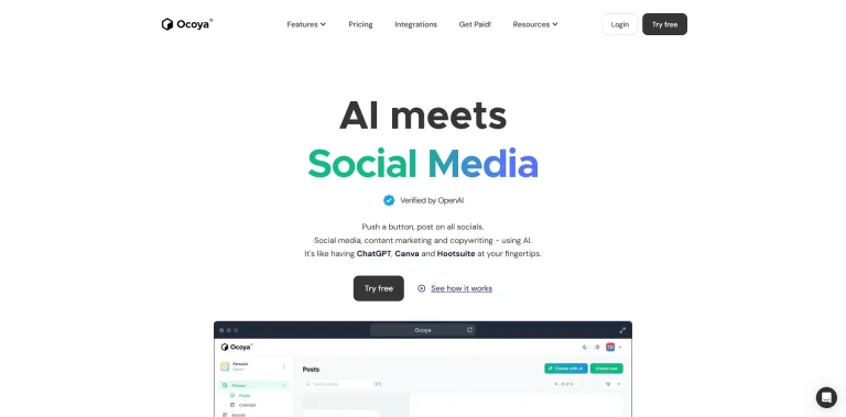 AI工具与服务推荐 - Ocoya - AI社交媒体管理平台 - 特色图片