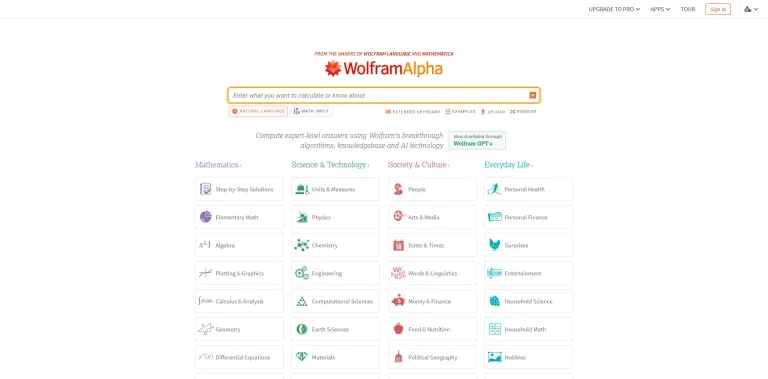 AI工具与服务推荐 - Wolfram|Alpha - 计算知识引擎 - 特色图片