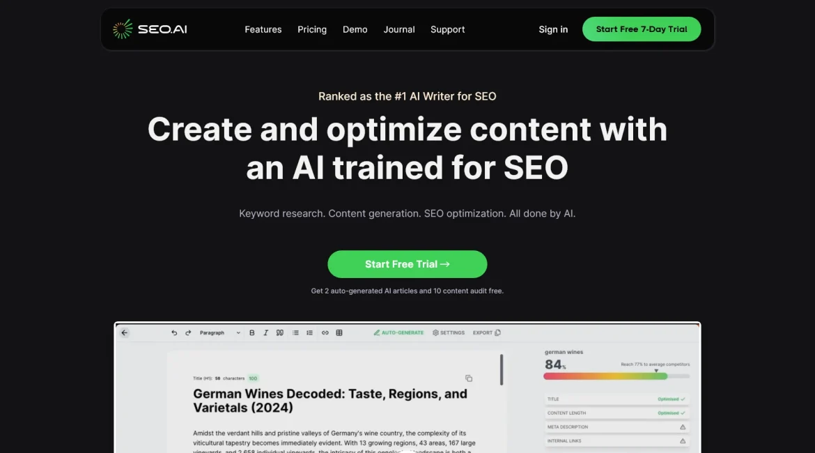 AI工具与服务推荐 - SEO.ai - AI SEO写作工具 - 特色图片
