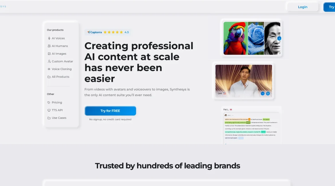 AI工具与服务推荐 - Synthesys.io - AI内容创作平台 - 特色图片