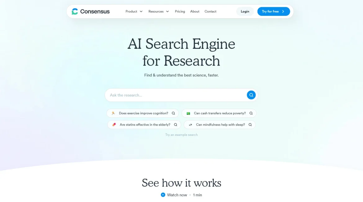 AI工具与服务推荐 - Consensus - AI学术搜索引擎 - 特色图片