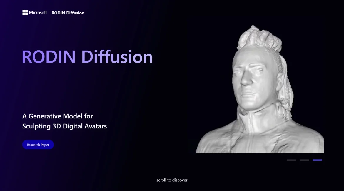 AI工具与服务推荐 - RODIN Diffusion - AI 3D数字人像生成器 - 特色图片