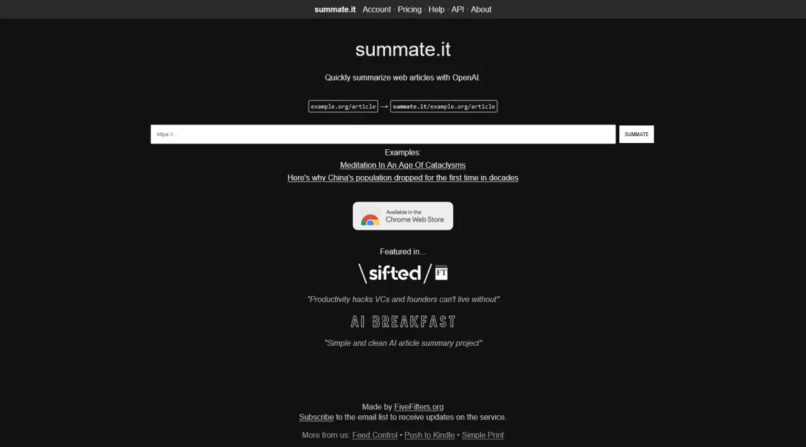 AI工具与服务推荐 - Summate.it - AI文章摘要工具 - 特色图片