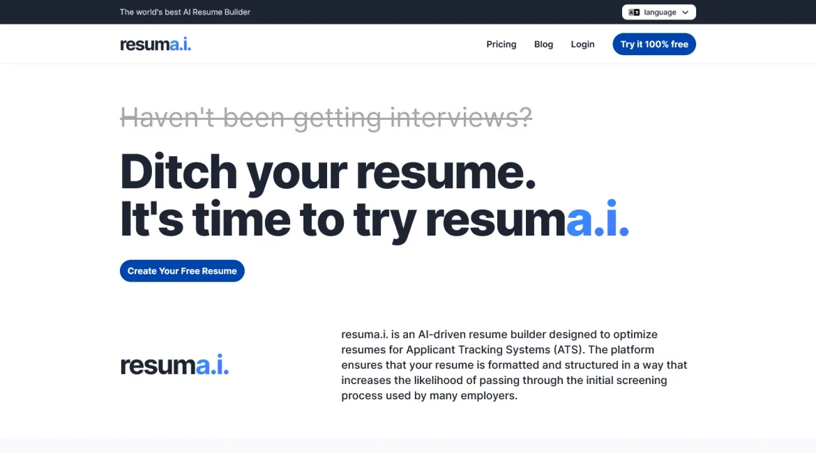 AI工具与服务推荐 - resuma.i. - AI简历生成工具 - 特色图片
