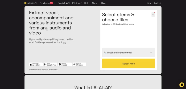 AI工具与服务推荐 - LALAL.AI - 人声分离和音乐源分离服务 - 特色图片