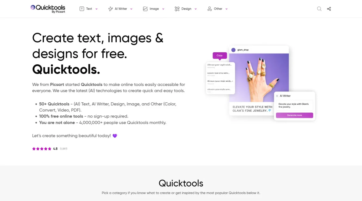 AI工具与服务推荐 - Quicktools - 免费在线AI工具平台 - 特色图片