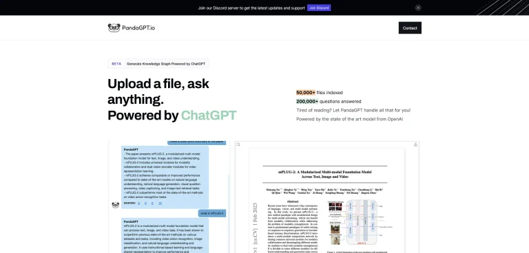 AI工具与服务推荐 - PandaGPT - ChatGPT驱动的文件阅读工具 - 特色图片