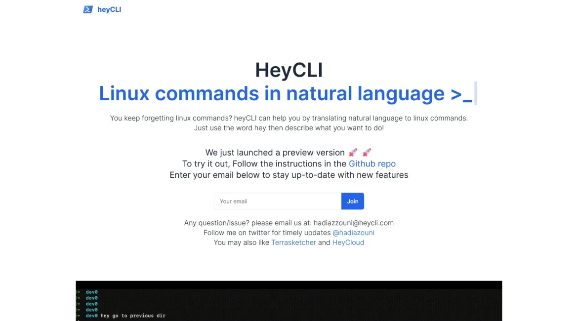 AI工具与服务推荐 - heyCLI - Linux命令助手 - 特色图片
