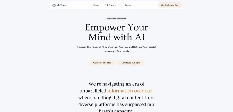 MyMemo - 解锁大脑力量，AI赋能你的数字智慧库！